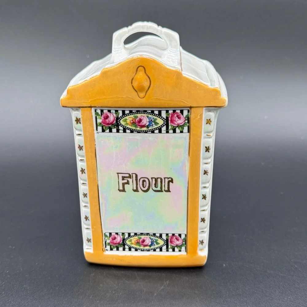 Vintage 1930 MEPOCO WARE Lusterware Flour Canister Made in Germany